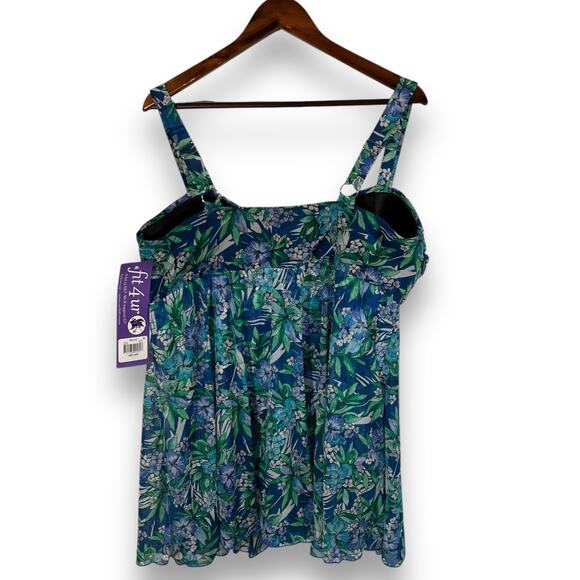 Fit 4 U Flyaway Swim Dress Blue One Piece 24W NWT - Picture 6 of 9